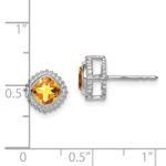 14k White Gold Cushion Citrine Earrings - Image 4