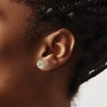 10k White Gold Cushion Peridot Earrings - Image 3