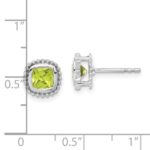 10k White Gold Cushion Peridot Earrings - Image 4