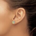 14k White Gold Cushion Peridot Earrings - Image 3