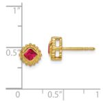 14k 3.4mm Cushion Ruby Post Earrings - Image 2