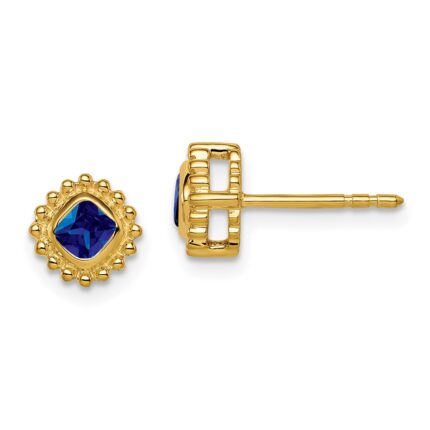 14k 3.4mm Cushion Sapphire Post Earrings