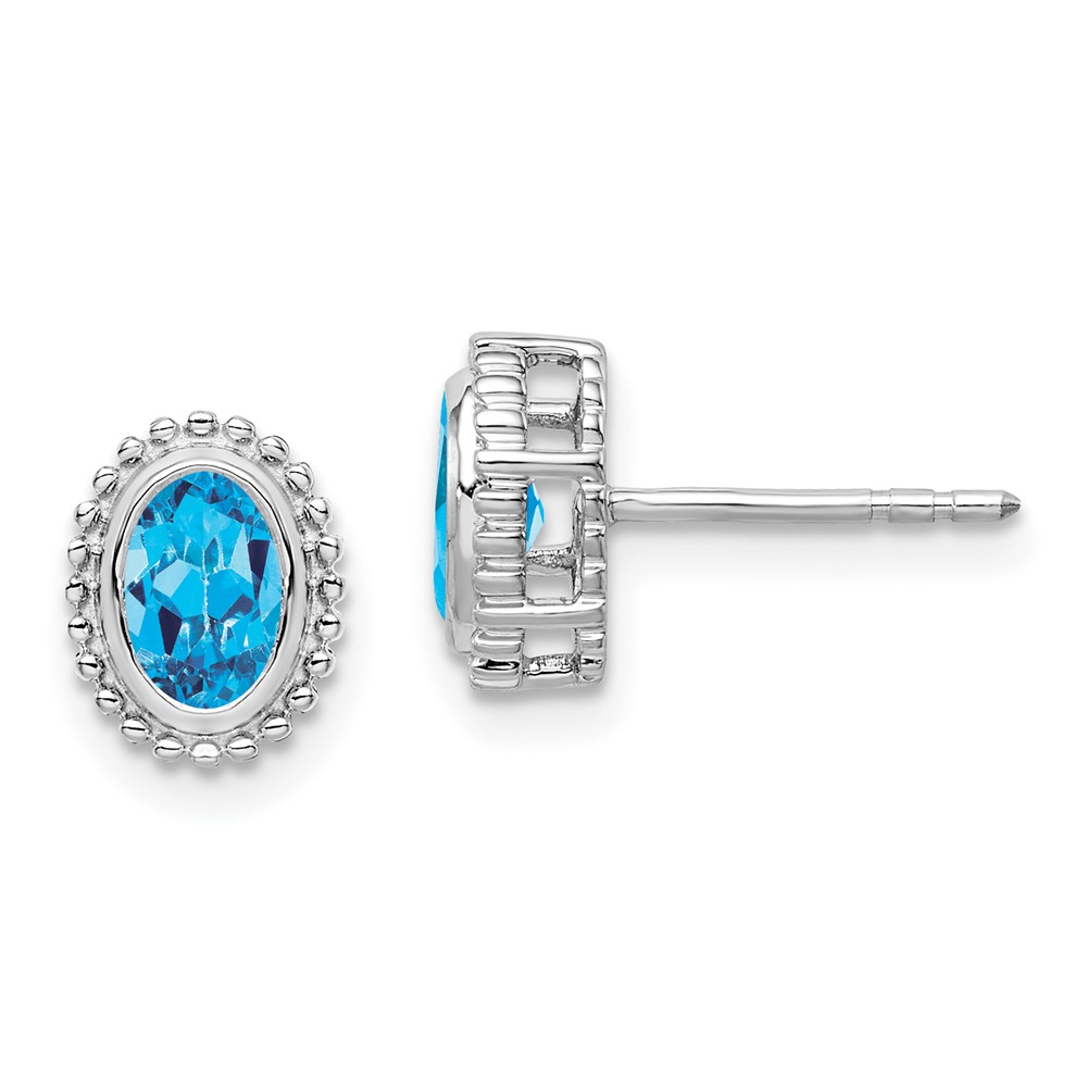 EM7202-BT-W.jpg 14k White Gold Oval Blue Topaz Post Earrings - Image 1