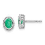 14k White Gold 5x3mm Oval Emerald Post Earrings