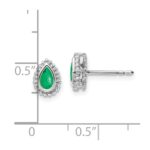 14k White Gold 5x3mm Pear Emerald Post Earrings - Image 4