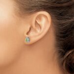 14k White Gold Pear Peridot Post Earrings - Image 3