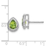 14k White Gold Pear Peridot Post Earrings - Image 4