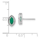 14k White Gold 6x3mm Marquise Emerald Post Earrings - Image 4
