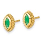 14k 6x3mm Marquise Emerald Post Earrings - Image 2