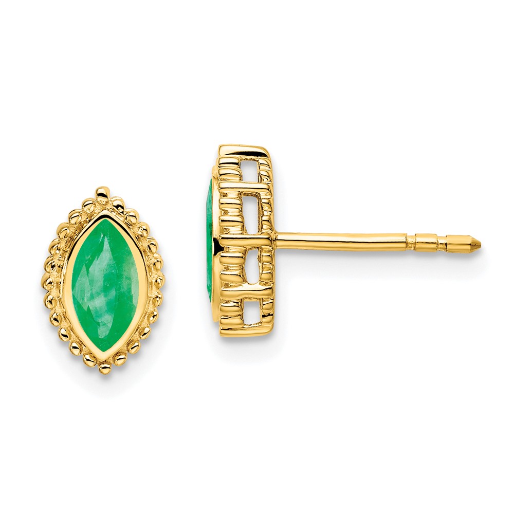 EM7204-EM-Y.jpg 14k 6x3mm Marquise Emerald Post Earrings - Image 1