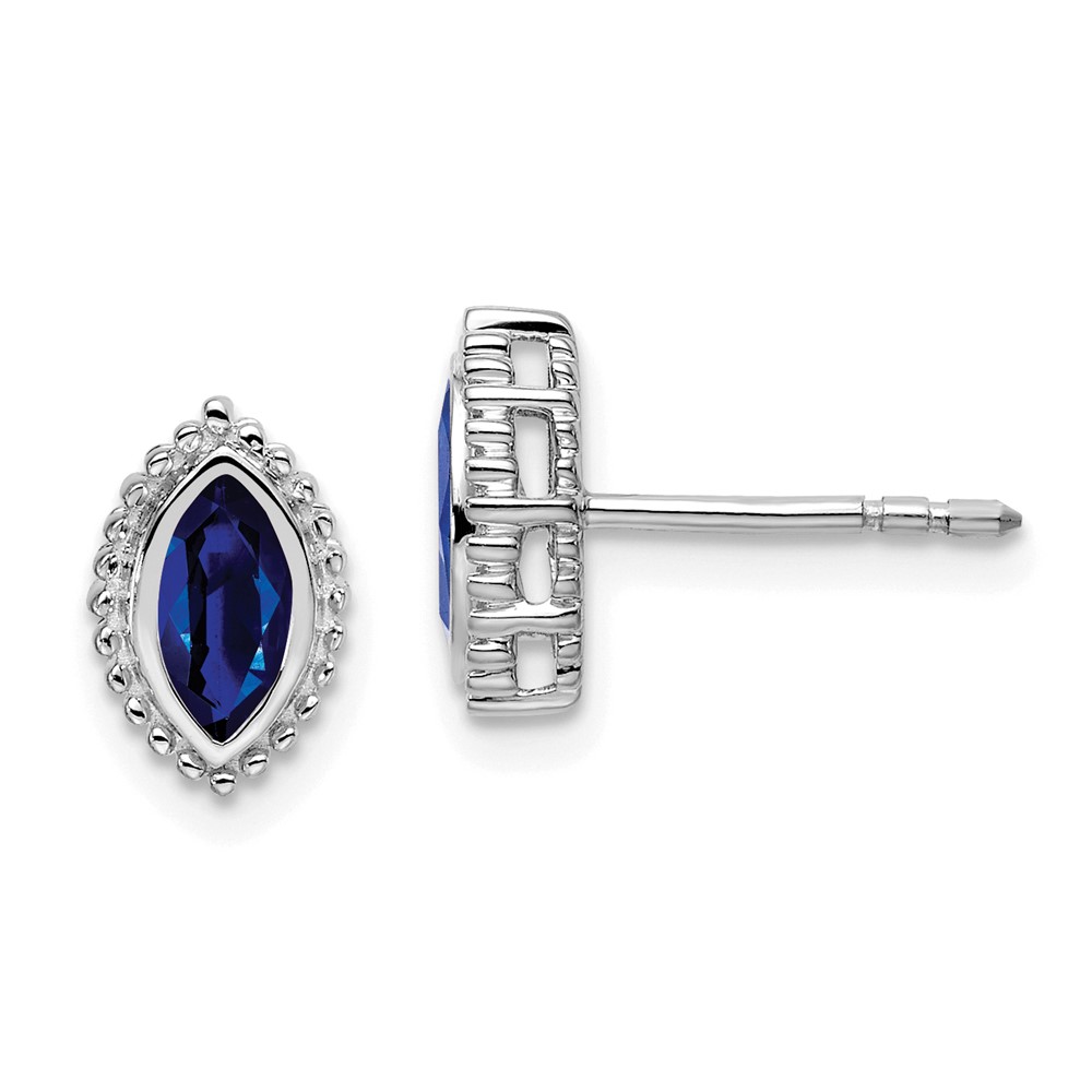 EM7204-SA-W.jpg 14k White Gold 6x3mm Marquise Sapphire Post Earrings - Image 1