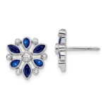 14k White Gold Marquise and Pear Sapphire and Diamond Post Earrings