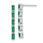 14k White Gold Emerald-cut Emerald 5-stone Dangle Post Earrings