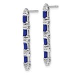 14k White Gold Emerald-cut Sapphire and Diamond 4-stone Dangle Post Earrings - Image 2