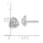 14k White Gold 3mm Round March/Aquamarine Triangle Post Earrings - Image 4