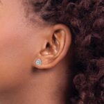 14k White Gold 3mm Round December/Blue Topaz Triangle Post Earrings - Image 3