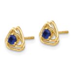 14k 3mm Round September/Lab Created Sapphire Triangle Post Earrings - Image 2