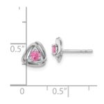 14k White Gold 3mm Round October/Pink Tourmaline Triangle Post Earrings - Image 4