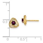 14k 3mm Round June/Rhodolite Garnet Triangle Post Earrings - Image 4