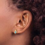 10k Yellow Gold Cushion Blue Topaz and Diamond Earrings - Image 3