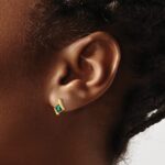 10k Yellow Gold Cushion Cr. Alexandrite and Diamond Earrings - Image 3