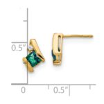 10k Yellow Gold Cushion Cr. Alexandrite and Diamond Earrings - Image 4