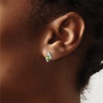 10k White Gold Cushion Peridot and Diamond Earrings - Image 3