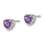 Sterling Silver Rhodium-plated Amethyst and Diamond Earrings - Image 2