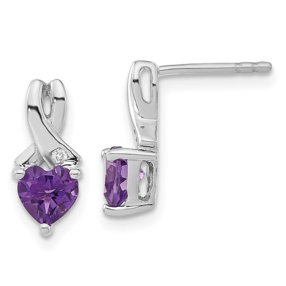 EM7401-AM-002-SSA.jpg Sterling Silver Rhodium-plated Amethyst and Diamond Earrings - Image 1