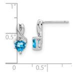 Sterling Silver Rhodium-plated Blue Topaz and Diamond Earrings - Image 4