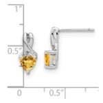 Sterling Silver Rhodium-plated Citrine and Diamond Earrings - Image 4