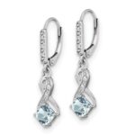 Sterling Silver Rhodium-plated Aquamarine and Diamond Earrings - Image 2