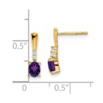 14K 5x3 Oval February/Amethyst and Diamond Dangle Post Earrings - Image 2