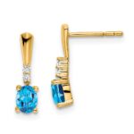 14K 5x3 Oval December/Blue Topaz and Diamond Dangle Post Earrings