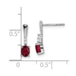 14k White Gold 5x3 Oval July/Lab Created Ruby and Diamond Dangle Post Earrings - Image 4