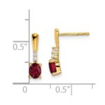 14K 5x3 Oval July/Lab Created Ruby and Diamond Dangle Post Earrings - Image 2