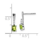 14k White Gold 5x3 Oval August/Peridot and Diamond Dangle Post Earrings - Image 4