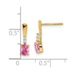 14K 5x3 Oval October/Pink Tourmaline and Diamond Dangle Post Earrings - Image 2