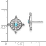 14k White Gold Turquoise and White Topaz Earrings - Image 4