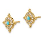 14k Turquoise and White Topaz Earrings - Image 2