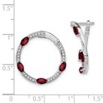 14k White Gold Garnet and Diamond Hoop Earrings - Image 4