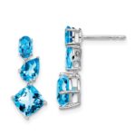 14k White Gold Blue Topaz Dangle Earrings