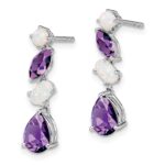 14k White Gold Amethyst and Opal Dangle Earrings - Image 2