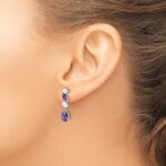 14k White Gold Amethyst and Opal Dangle Earrings - Image 3