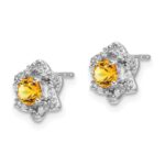14k White Gold Citrine and Diamond Post Earrings - Image 2