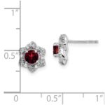 14k White Gold Garnet and Diamond Post Earrings - Image 4