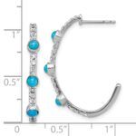 14k White Gold Turquoise and White Topaz J-hoop Earrings - Image 4