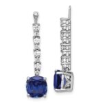 14k White Gold 5/8 carat Lab Grown Diamond VS/SI+ G+ and Lab Created Blue Sapphire Earring Jackets