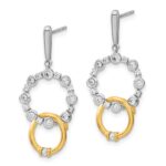 14k Two-tone 3/8 carat Lab Grown Diamond VS/SI+ G+ Fancy Circle Drop Post Dangle Earrings - Image 2