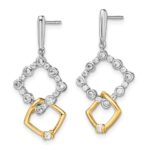 14k Two-tone 3/8 carat Lab Grown Diamond VS/SI+ G+ Fancy Square Drop Post Dangle Earrings - Image 2